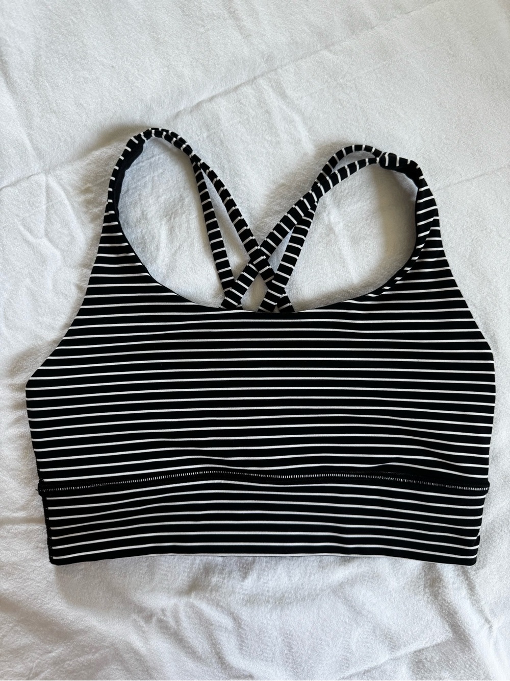 Lululemon Black & White Striped Bralette with Cross-Back Straps